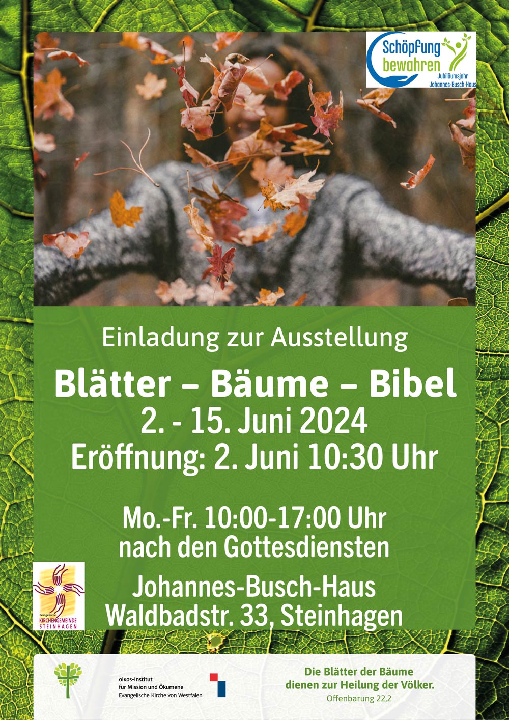 Plakat zur Austellung "Blätter - Bäume - Bibel"